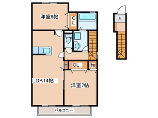 ディアコート矢崎B棟の物件間取画像